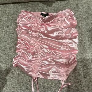 Dolls Kill Pink Satin Ruched Skirt